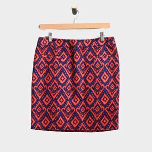 HATLEY IKAT Exposed Zipper Mini Skirt Blue/Red Size 4